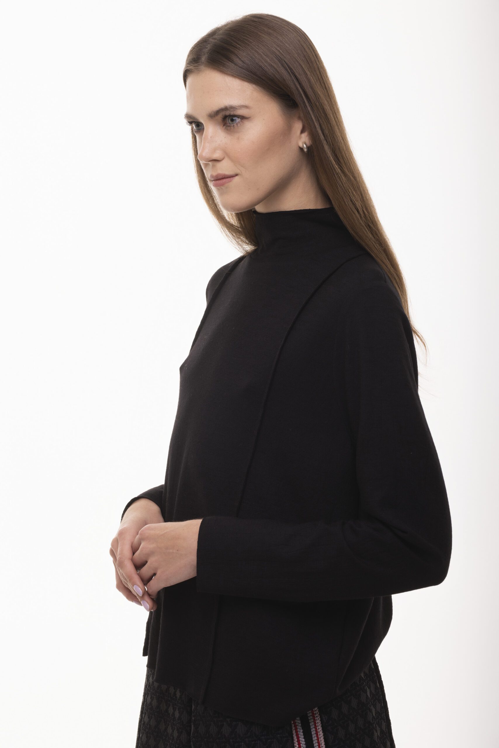 Element - wełniany czarny sweter golf