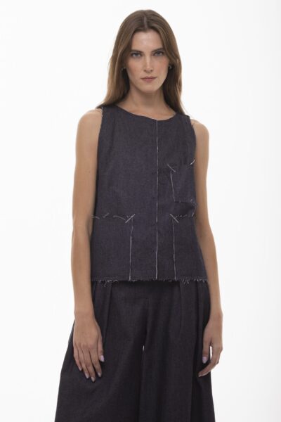 Fuzja - kamizelka jeansowo-wełniana