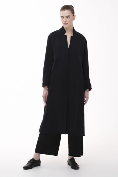 OSTOJA - czarny płaszcz bawełniany