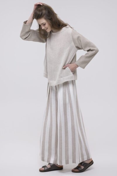 CZADERKI pasy - szerokie lniane spodnie