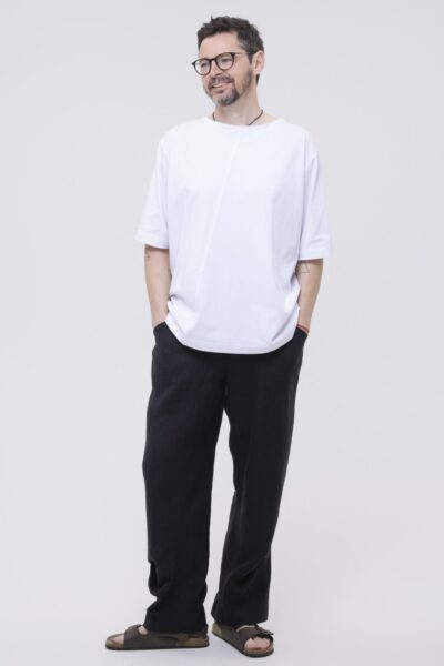 FRAGMENTY black- męskie lniane spodnie