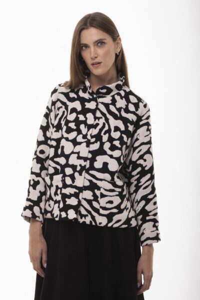 Więź - bawełniany żakiet w biało-czarne wzory